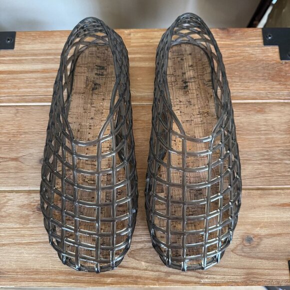 MIA DARLEENE Black Jelly Open Basket Weave Slip On Ballet Flat Shoes Size 8 - Picture 5 of 12